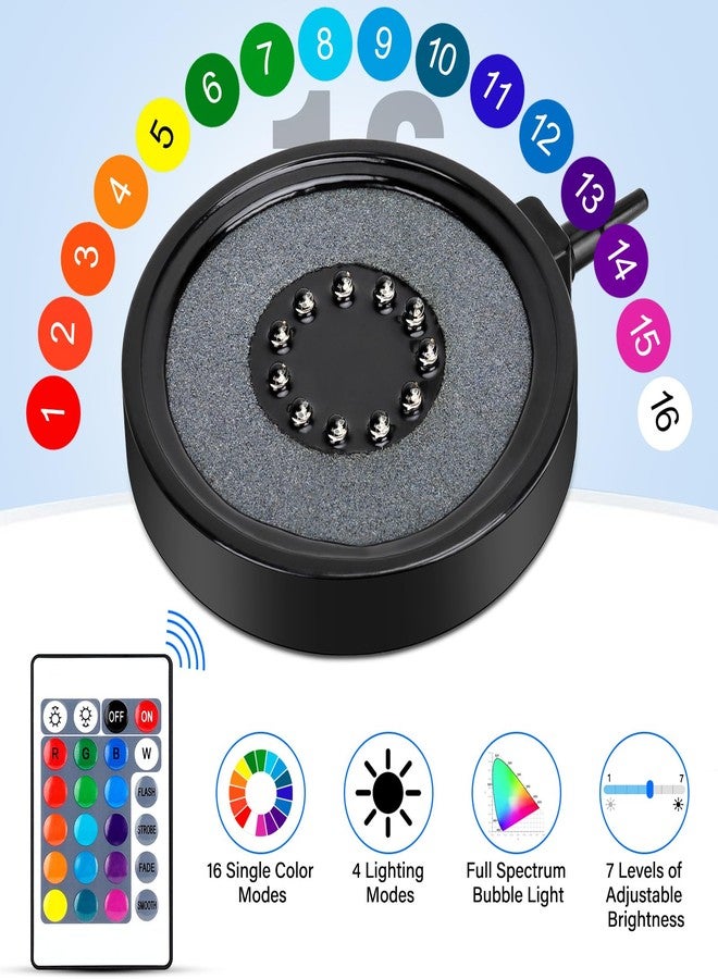 fishkeeper Aquarium Air Bubble Light, LED Fish Tank Bubbler Stone Disk with 11 Super Bright Lamp Beads, 16 Colors and 4 Modes Adjustable for Fish Tank Decoration Oxygenation - Image 2